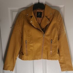 NY Collection Mustard Faux Leather Jacket
